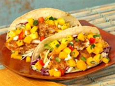 8)	Baja Fish tacos with mango salsa